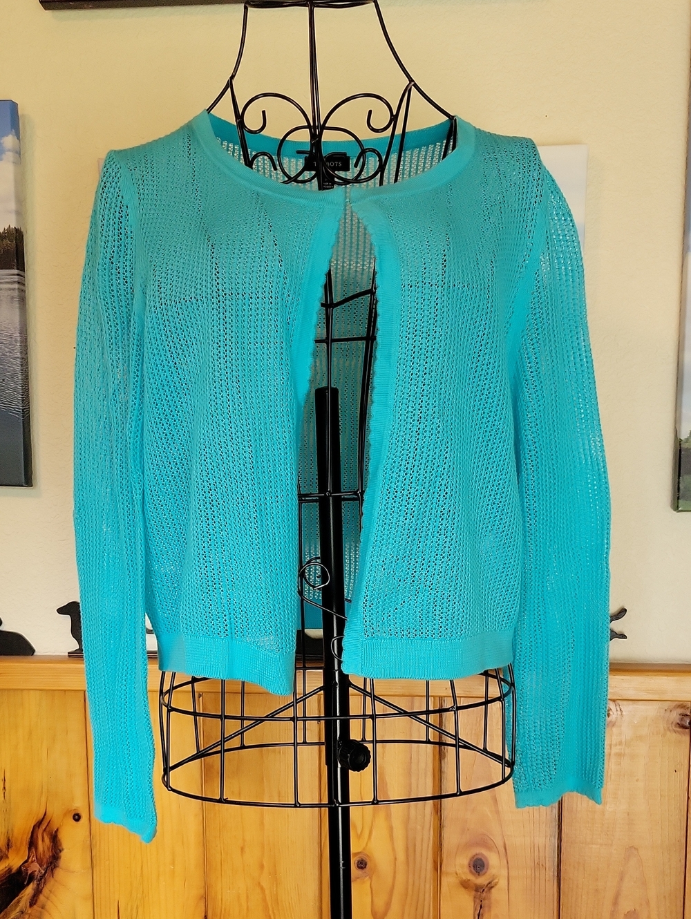 Talbots Turquoise Open-Weave Cardigan